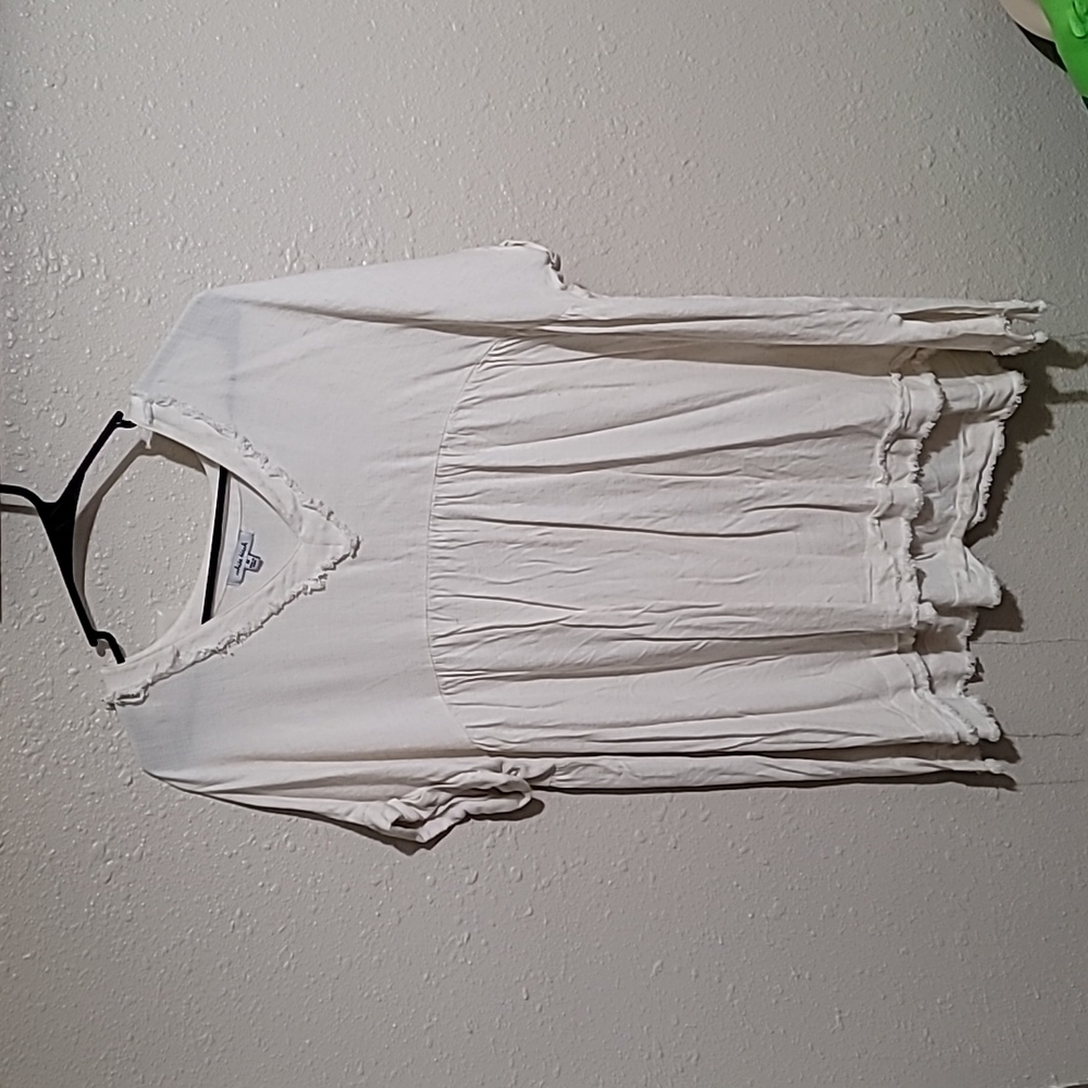 Creme Tunic with Frayed Ends